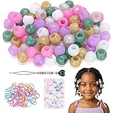 FunisFun Glitter Silicone Hair Beads 90Pcs Soft Shimmery Pony Beads for Braids 6 Colors Hair Accessories for Kids Girls Parties Daily Hairstyles(Small-90P)