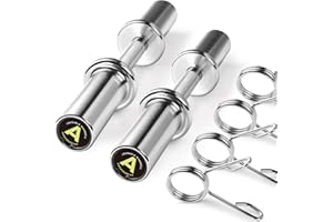 AboveGenius Pair of 16" Olympic Dumbbell Handles, Loadable Dumbbell Bars for 2-inch Olympic Weight Plates Great for Home Gym Strength Training, Weight Bars with 2 Pair of Spring Collars