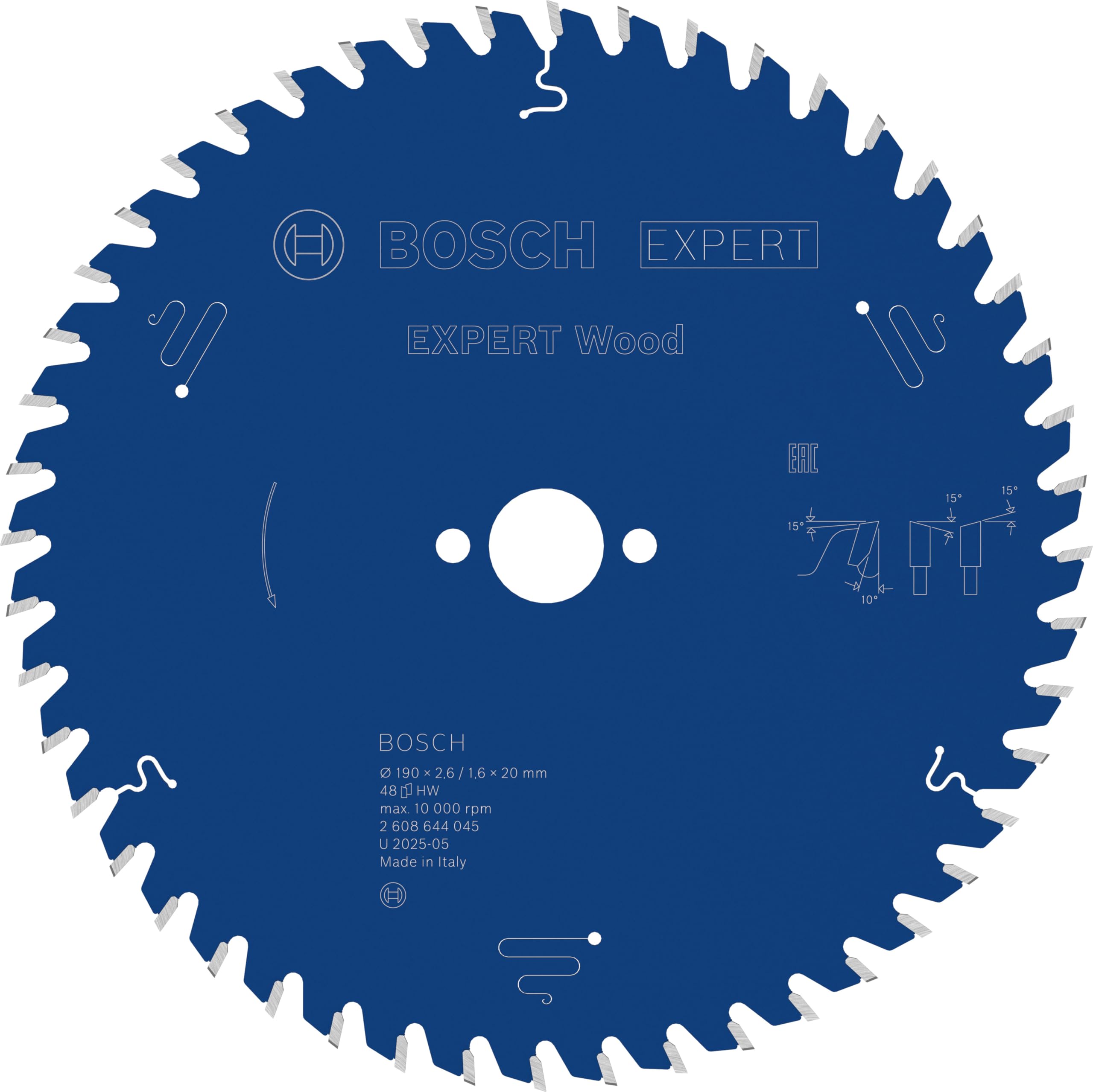 Bosch 1x EXPERT Wood Corded Circular Saw Blade for Handheld Circular Saw (for Softwood, Hardwood, Ø mm, Professional Accessory Hand-Held Corded Circular Saws)