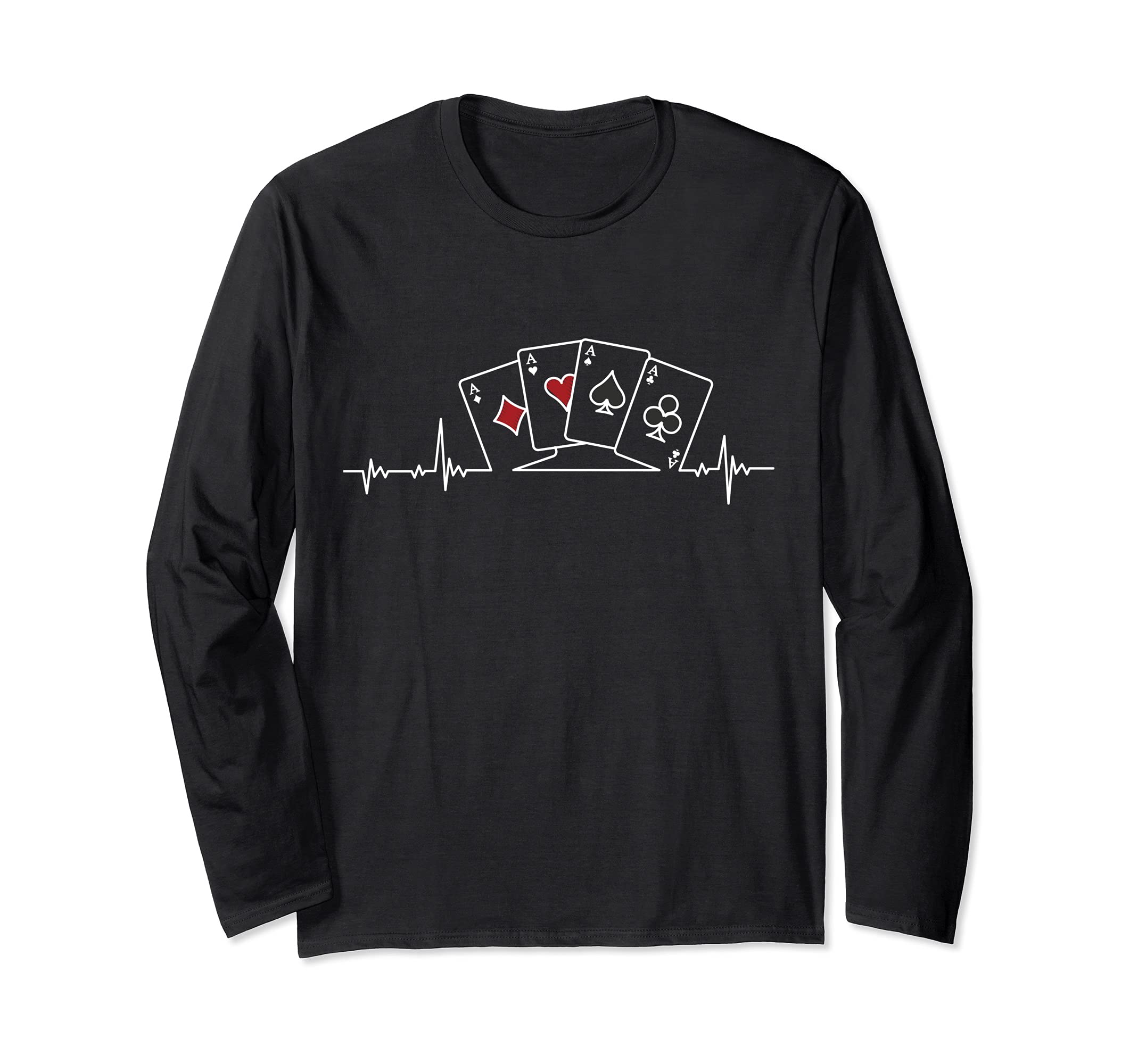 Poker cards flush heartbeat poker player poker card game Long Sleeve T-Shirt