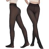 iceROSE 2 Pairs Fleece Lined Thermal Tights for Women – Sheer Black Pantyhose Warm Winter Thick Fake Translucent Leggings