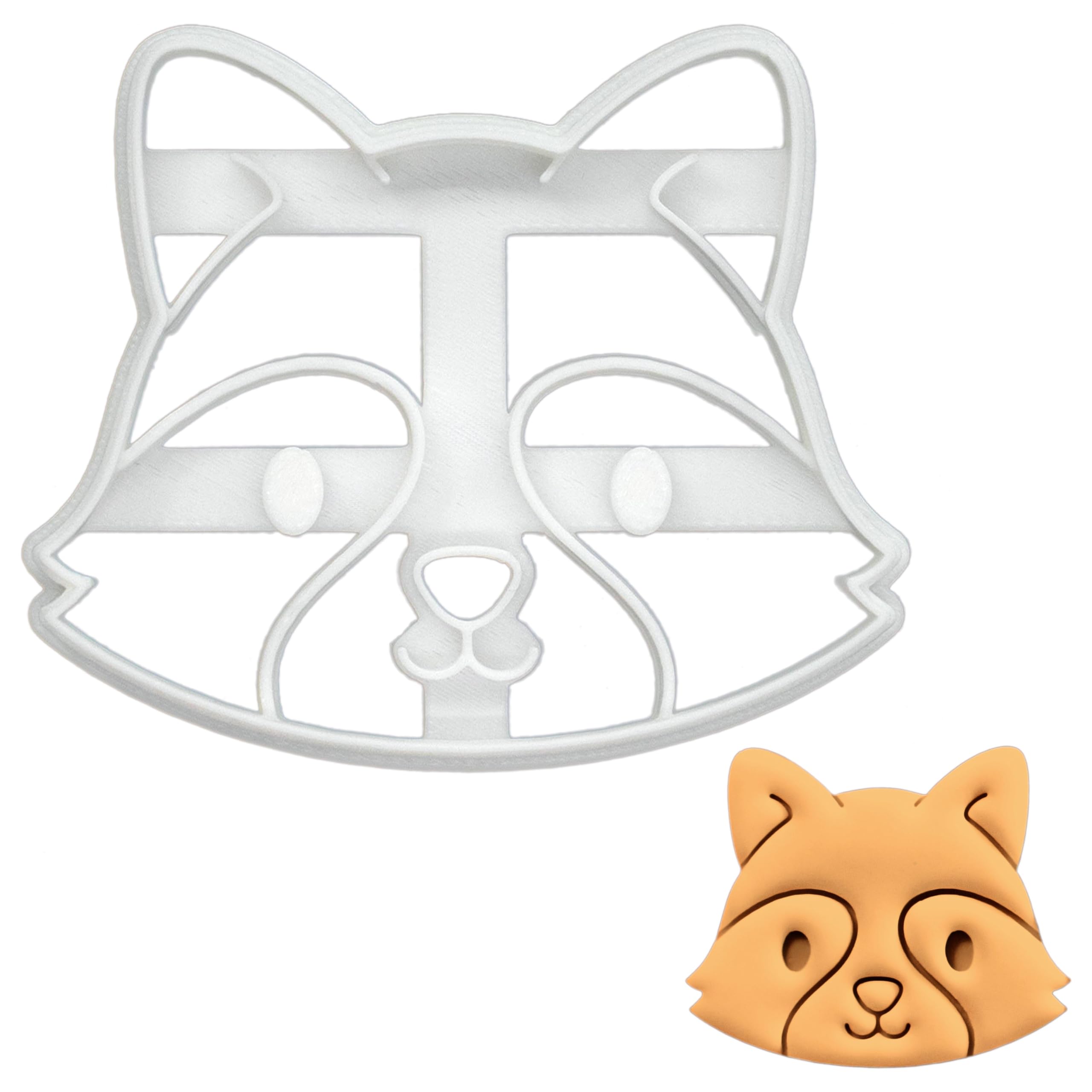 BAKERLOGY Baby Raccoon Face Cookie Cutter - Detailed Biscuit Cutter Design for Baking and Crafts, Ideal on Fondant, Dough, Clay