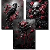 GOUOYANA Halloween Diamond Art Kits for Adults 3pcs,Gothic Diamond Painting | Diamond Painting Kit,Full Round Drill Diamond Art for Beginners,DIY Diamond Dot Gem Art, Home Wall Art (12×16 Inches)