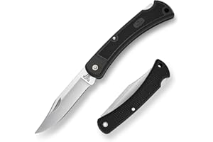 Buck Knives 110 Folding Hunter LT Lightweight Folding Lockback Hunting Knife with Lanyard Hole & Heavy-Duty Polyester Sheath Included, Nylon Handle, 3-3/4" 420HC Blade, Black