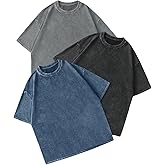 SOLY HUX Men's T Shirts 3 Packs Vintage Washed Tees Drop Shoulder Short Sleeve Baggy Summer Tops Streetwear