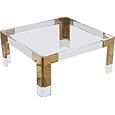 Meridian Furniture Casper Collection Modern | Contemporary Glass Top Coffee Table with Sturdy Stainless Steel and Acrylic Bas