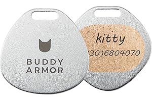 BuddyArmor Customized Pet ID Tags, Anti-Lost Aluminum Cat and Dog Tags, Aluminum Pet Tags, Lightweight & Silent, Waterproof & Easy to Read(Silver)