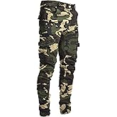 Pantete Cargo Jeans for Men Slim Fit Stretch Straight Leg Pants Skinny Fashion Denim Jeans with Multi Pockets