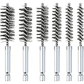 6 Pcs Stainless Steel Bore Brush Set with 1/4" Hex Shank Twisted Wire Bristles, Different Sizes (8, 10, 12, 15, 17, 19mm) for Rust and Tube Cleaning