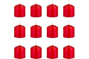 Mega Candles 12 pcs Unscented Red Votive Candles, Hand Poured Wax Candle 10 Hours 1.38 Inch x 1.5 Inch, Home Décor, Wedding Receptions, Centerpieces, Occasions, Events, Festivities, Meditations