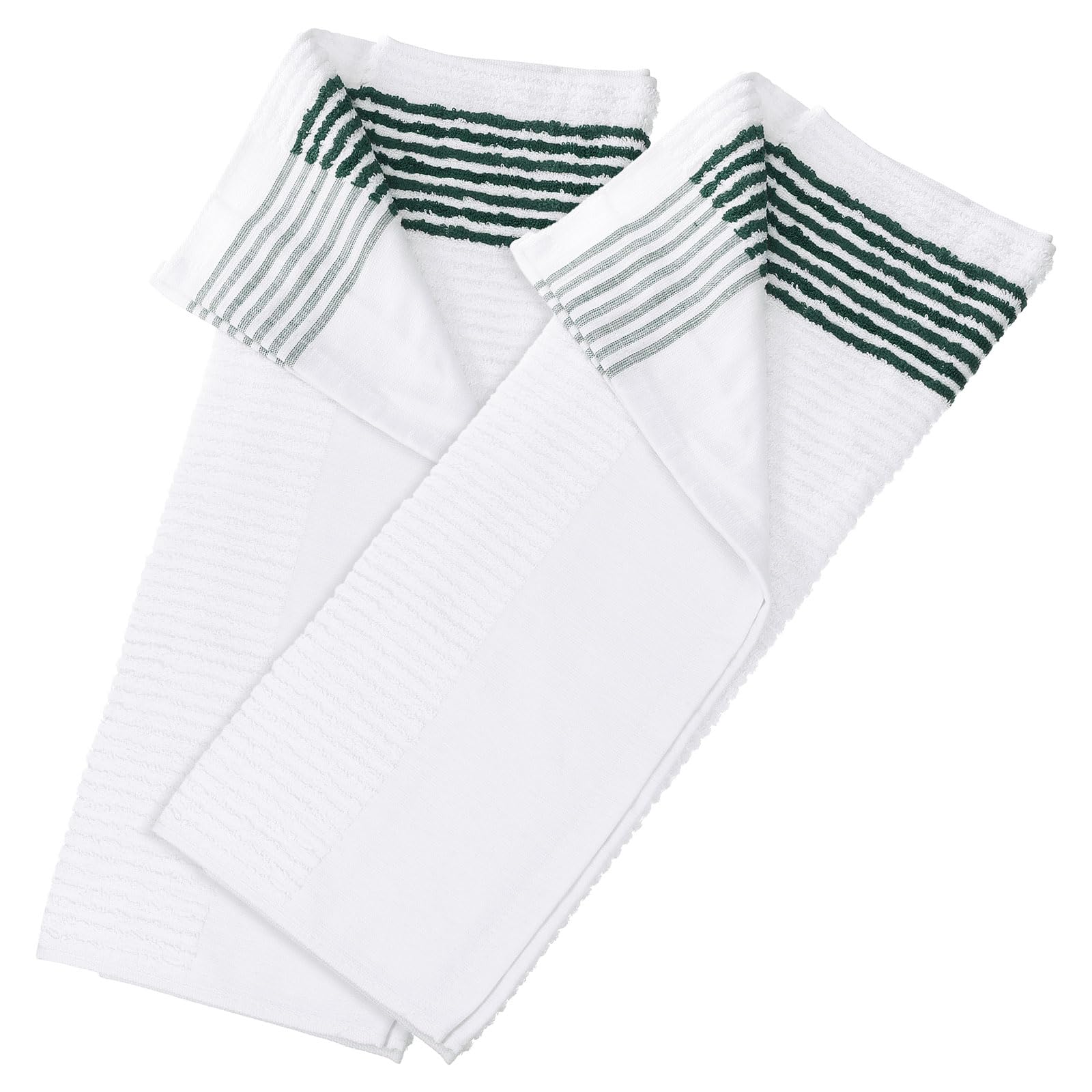 PATIKIL Large Caddy Towel 22" x 44", 2 Pcs Caddie Style Golf Towels Cotton Camping Towels for Golf Bags Golfers Tour Player Club, White-Green