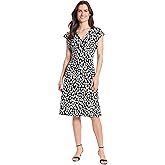 London Times Womens V-Neck Ruffle Sleeve Matte Jersey Dress Casual Summer Fun Easy Wear to Brunch