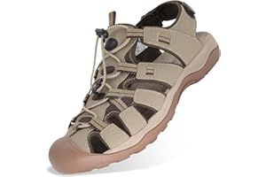 GRITION Mens Outdoor Hiking Sandals Summer Beach Closed Toe Water Sandal Waterproof Comfortable Fisherman Adventures Sport Athletic Walking Traveling Shoes Sandles