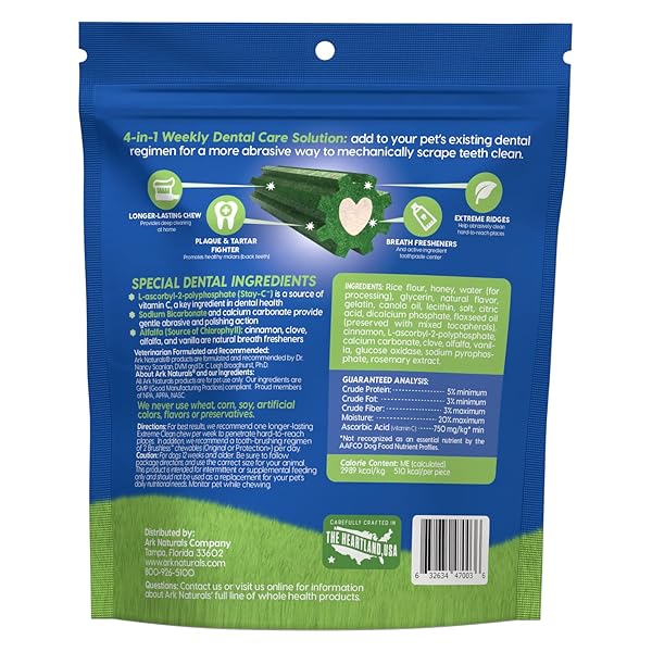 ARK NATURALS EXTREME CLEAN BRUSHLESS TOOTHPASTE FOR LARGE BREEDS, 18 OZ BAG, LONG-LASTING DOG DENTAL CHEW WITH TOOTHPASTE CENTER, FRESHEN BREATH, REDUCE PLAQUE & TARTAR