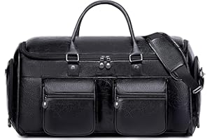 Vessgra Carry on Garment Bag for Travel, Convertible Garment Duffle Bag for Men Women, Leather Travel Weekend Bag, 2 in 1 Hanging Suitcase Suit Travel Bags with Shoe Pouch, Detachable Shoulder Strap