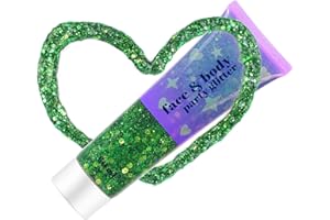 ANGXILIN High Capacity 60ML Chunky and Fine Mixed Face Body Glitter with Gel for Singer Concerts Rave Party Makeup,Quick Dry and Long Lasting Holographic Iridescent Sequins Glitter Gel (Green)