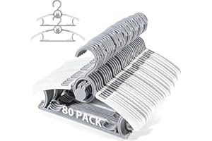 PIGLOG Kids Hangers,Extendable Baby Hangers,80 Pack Stackable Adjustable Kids Clothes Hanger,11-14 in Plastic Toddler Baby Hanger for Closet Nursery,Non -Slip Space Saving Infant Clothes Hangeres