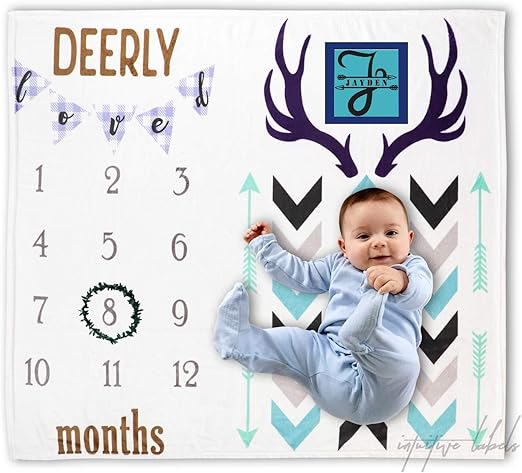 personalized baby boy milestone blanket