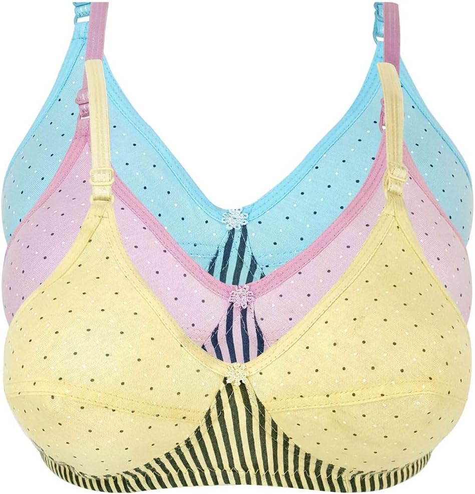 Framino Women's Cotton Blend Non Padded Non-Wired Bralette Bra (Pack of 3)