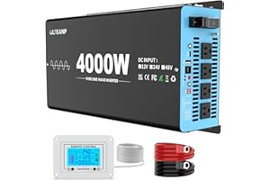 OLTEANP New 24V 4000 Watts Pure Sine Wave Inverter, 24V DC to 110V AC Power Inverter with 4 AC Outlets, USB Port, Type-C Port for Truck, Vehicle, Power Outage, Remote Control with LCD Screen