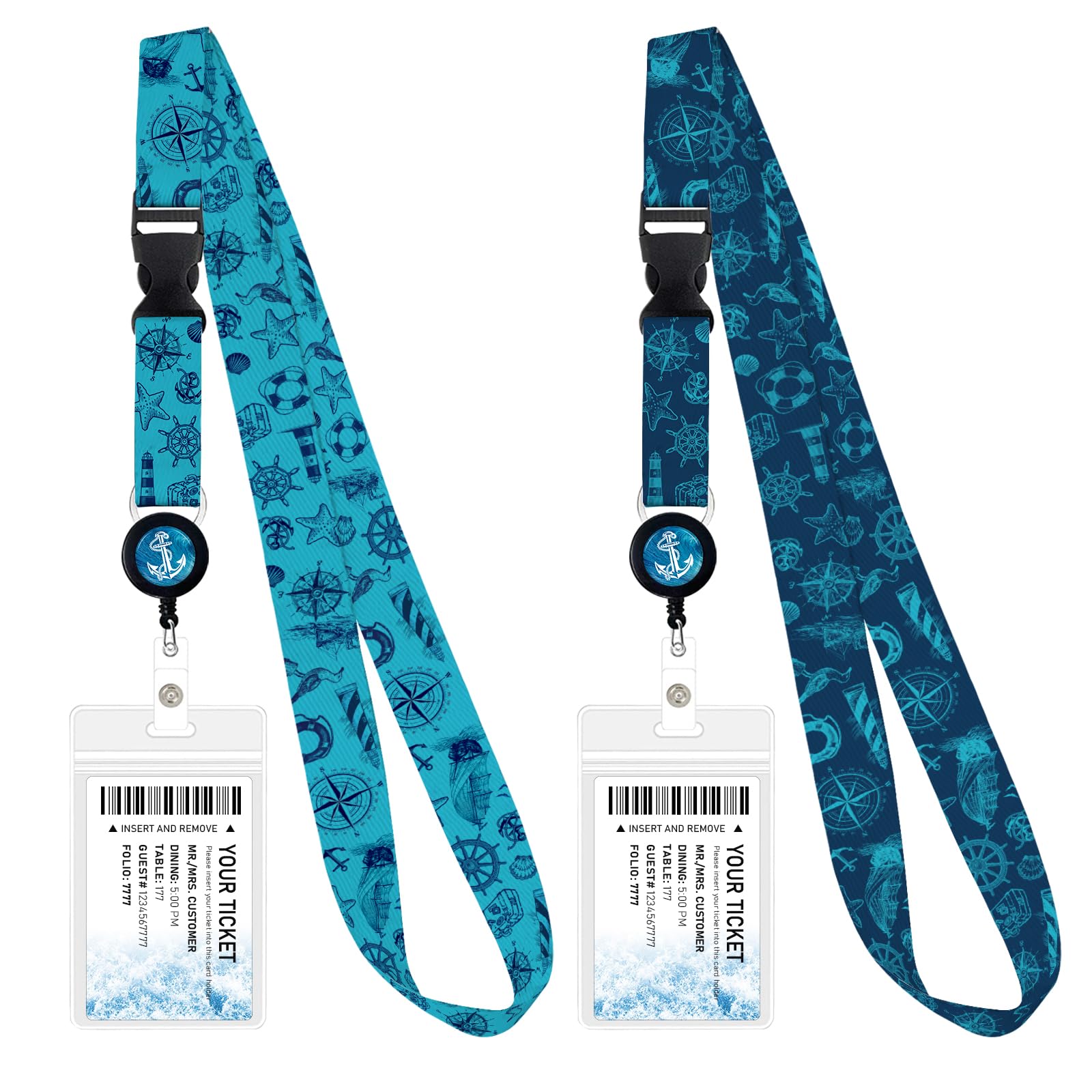 Photo 1 of 2 Pack Retractable Cruise Lanyard with Waterproof ID Holder Retractable Reel for Cruise Key Cards Ships Essentials & Must Have Travel Accessories?Blue & Green?