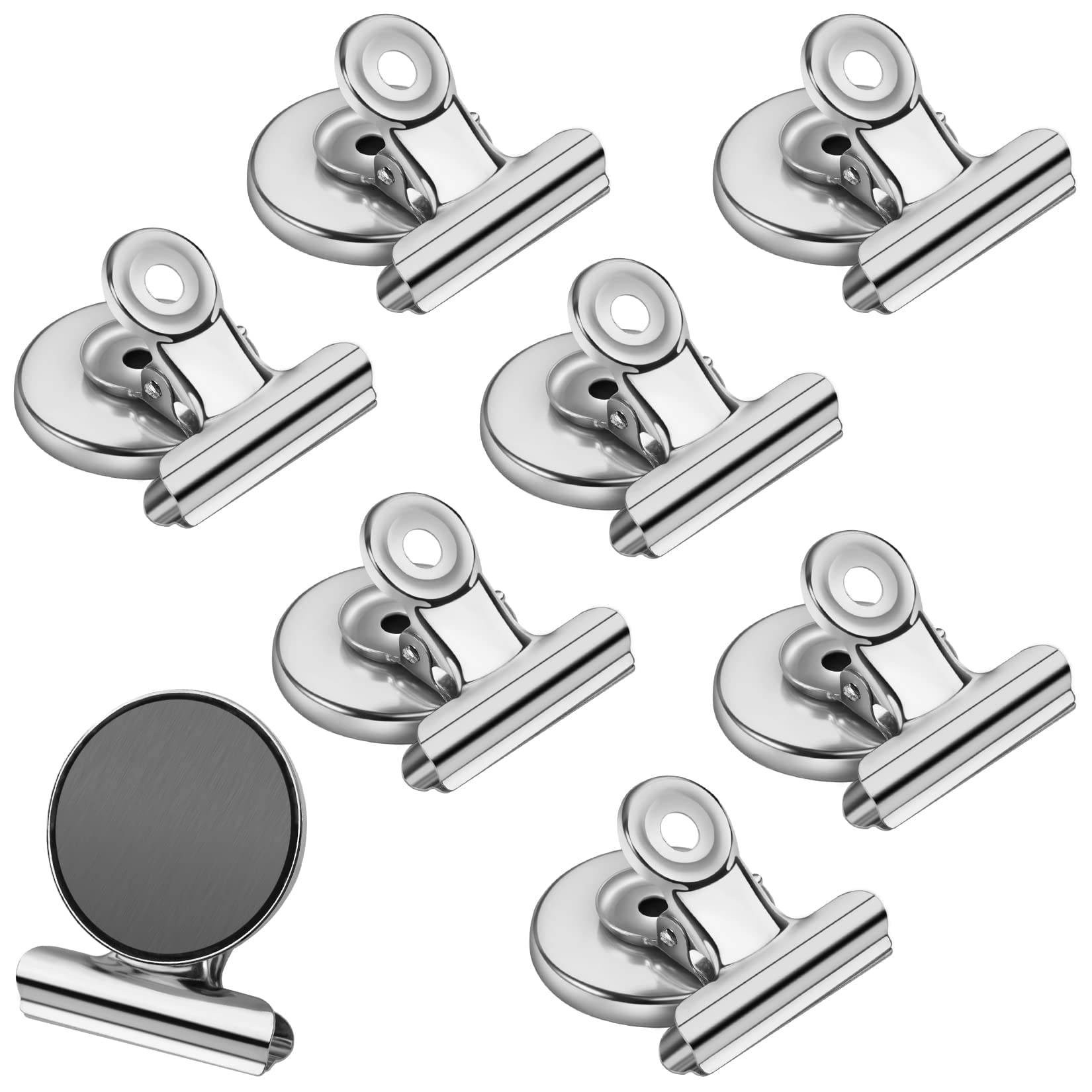 Artcut 8 Pack Silver Magnetic Clips, Strong Magnetic Clips for Fridge, Whiteboard, 31mm Magneti Bulldog Clip, Fridge Magnet for Photo, Note, File — image 1