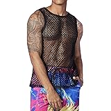 Verdusa Men's Sheer Mesh Fishnet Sleeveless Muscle Top Hollow Out Tank Shirt