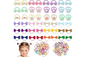 248 Pcs Baby Hair Ties Multicolors Elastic Hair Ties Cute Boutique Hair Bows and Flowers Hair Accessories for Baby Toddler Ki