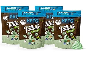 Tidbits Fun Bites Meringues, Keto Friendly Gluten Free Snacks, Low Carb Keto Snack, Low Sugar Snacks for Keto Diet, 1.25 Cal per Piece, Pack of 4 Low Calorie Snacks, Mint Chocolate – Santte Foods