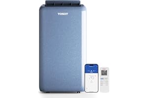 TOSOT 14,000BTU (9,600 BTU SACC) Wifi Portable Air Conditioner with Heating Mode, Cooling, Dehumidifier, Fan, Auto Swing, 24H Timer, for Large Rooms Up to 600 sq ft, AOMI Series, Steel Blue