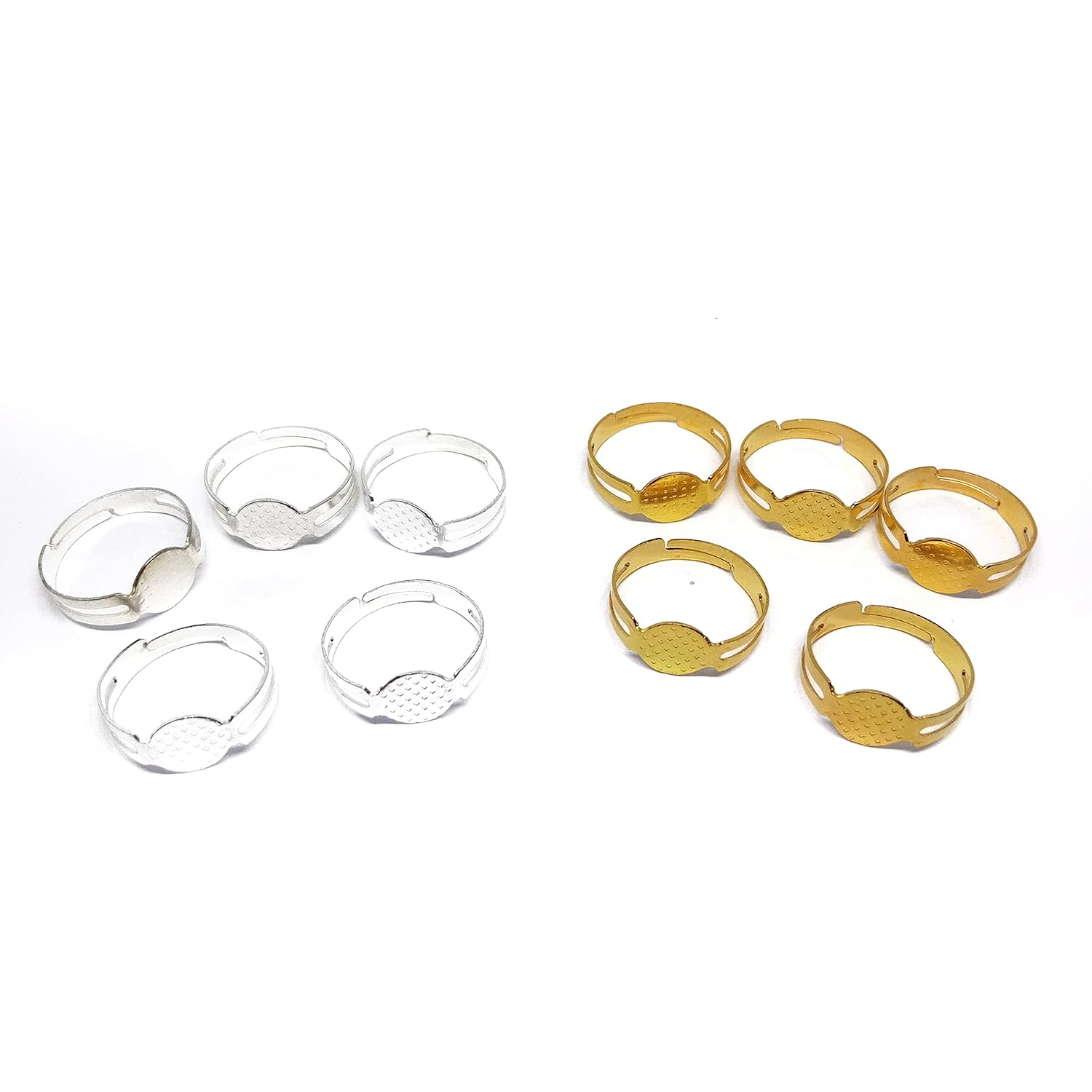Metal Ring Bases for Jewelry Making Pack of 10 (5 pc of Golden + 5 pc of Silver) Amazon.in