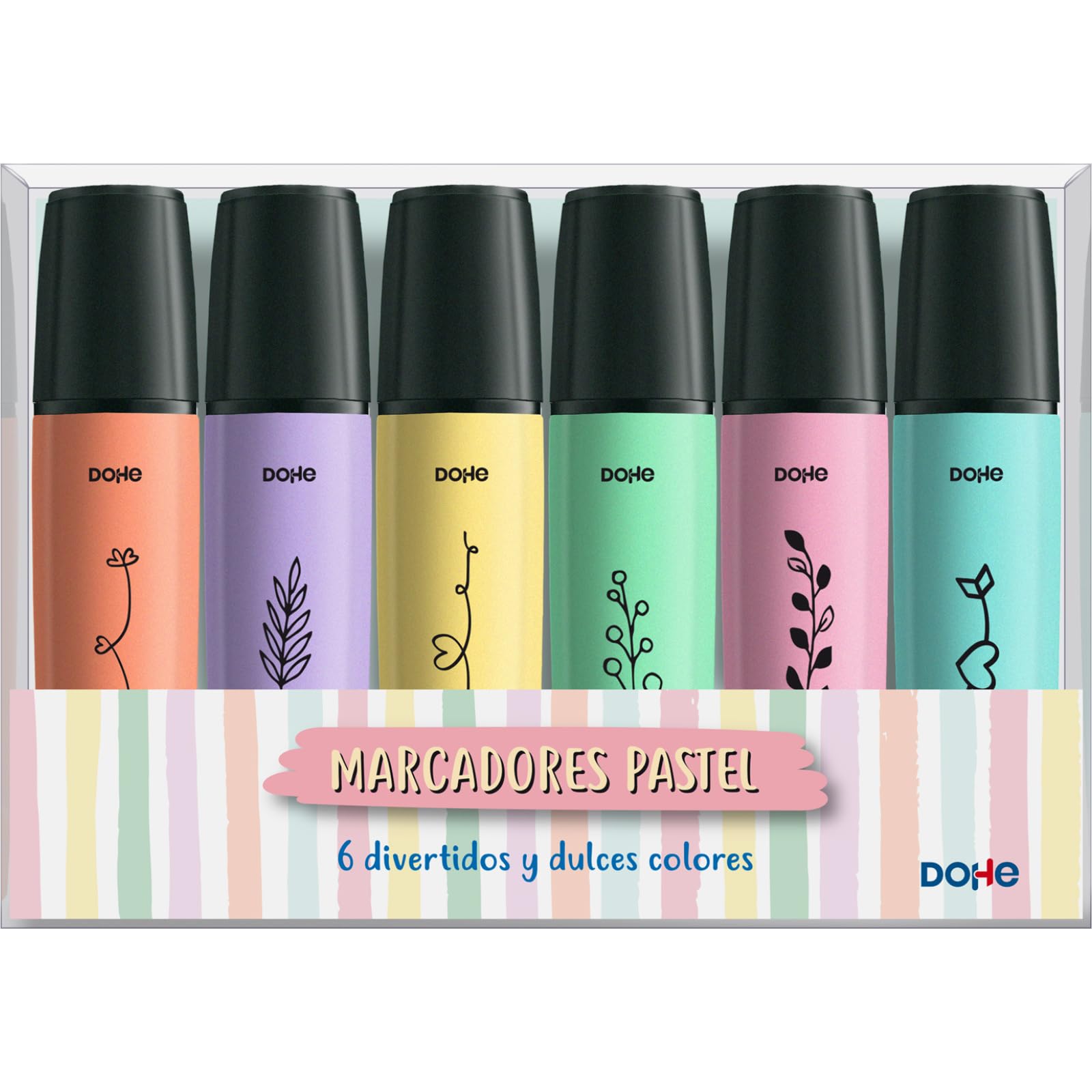 Pack of Fluorescent Pastel Markers - Dohe - (6 Units)