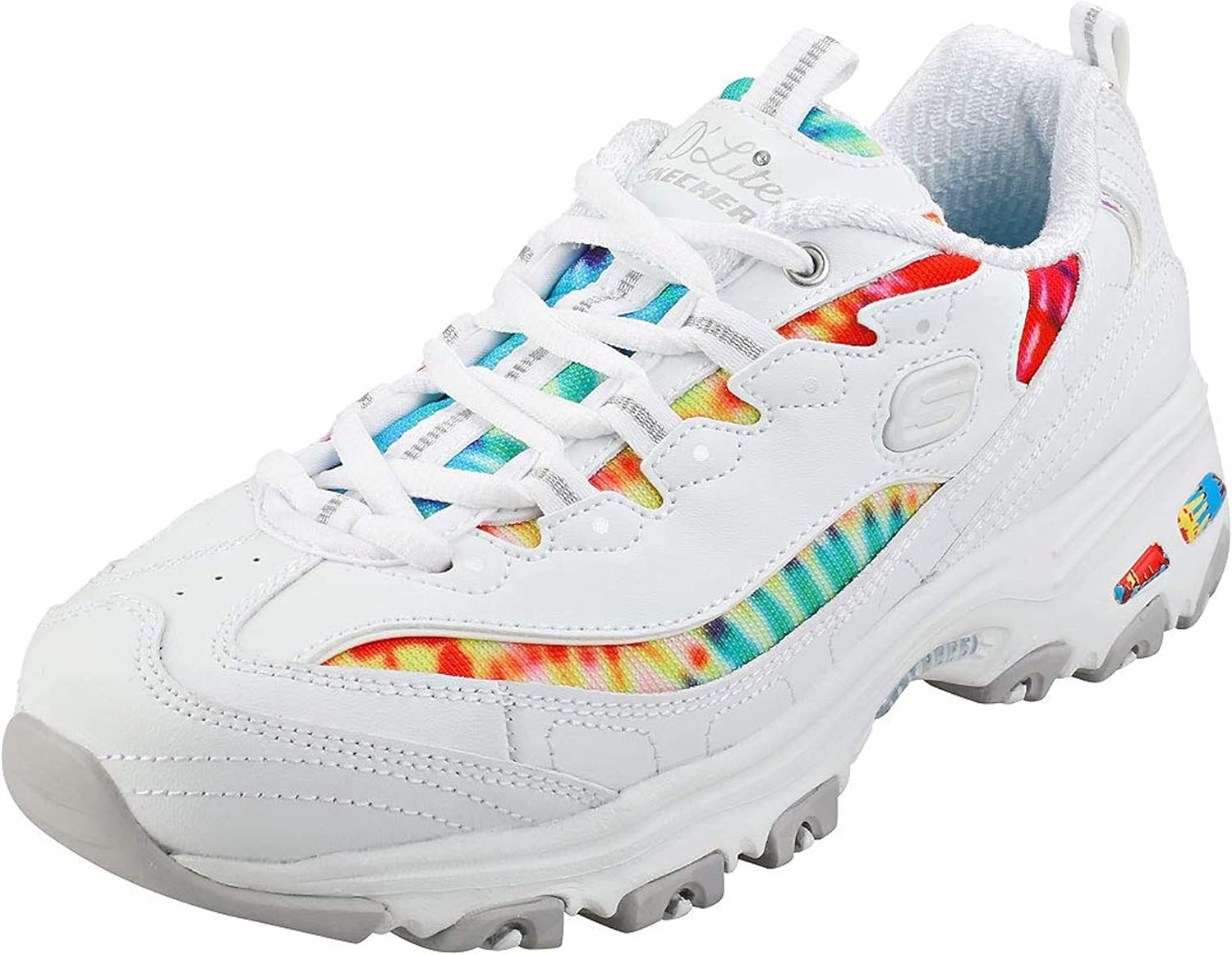 Skechers D'LitesSummer Fiesta Tenis para mujer, Blanco/Multi, 10