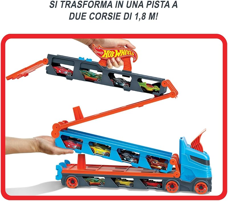 Speedway Hauler e 3 auto giocattolo in scala 1:64