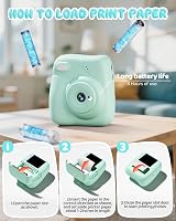 CAMCLID Kids Camera Instant Print 1080P 32GB Green view 6