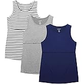 Sosolism Women's Maternity Nursing Tank Tops for Breastfeeding Shirt 3-Pack