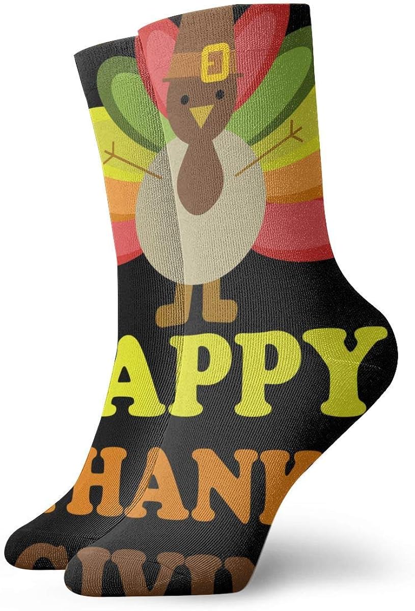 Uosliks Happy Thanksgiving Turkey Cute Novelty Short Crew Socks Casual