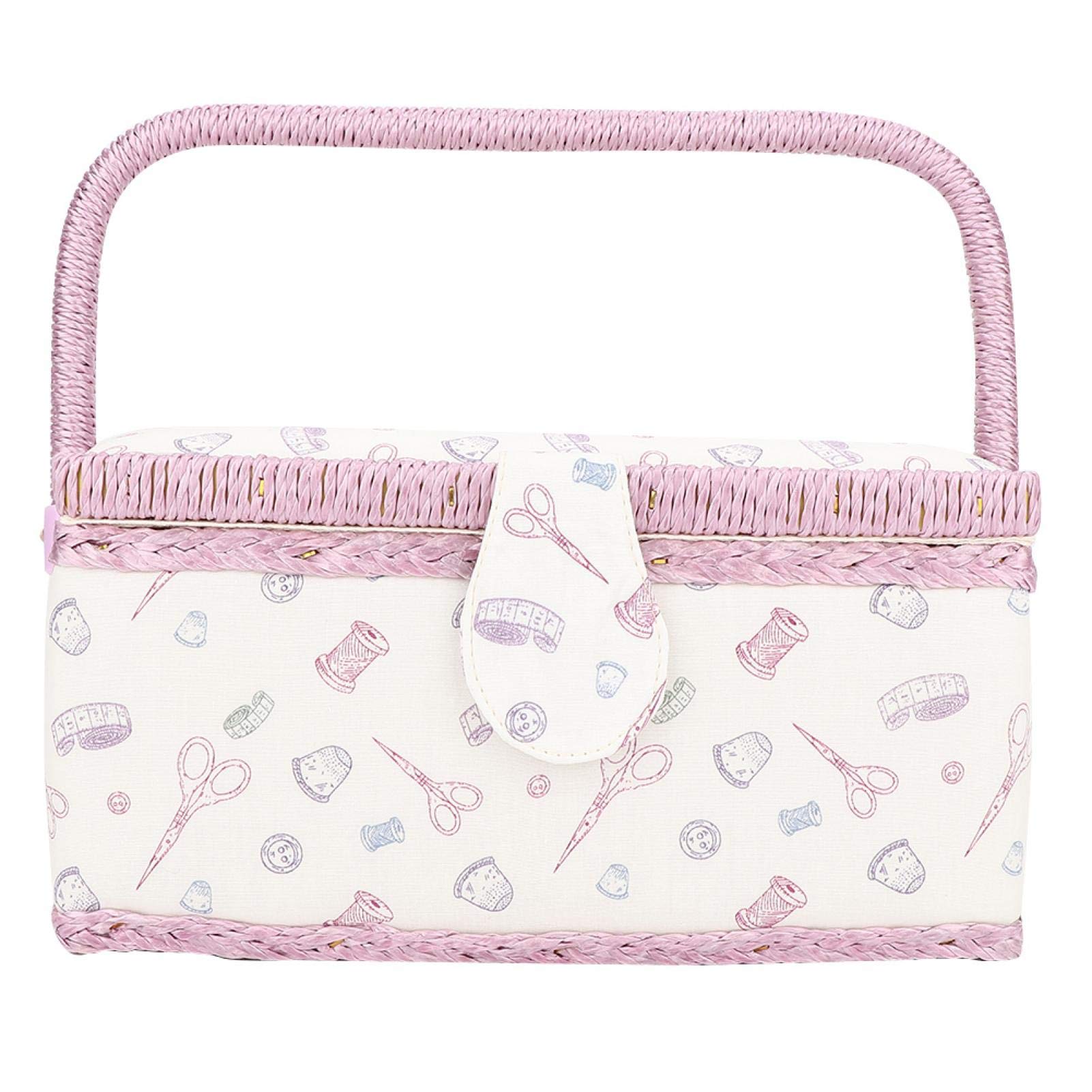 Extra Large Vintage Handmade Sewing Basket Kit - Organizer for Needles, Thread, Tape Measure, Thimbles and Other Sewing Supplies Storage