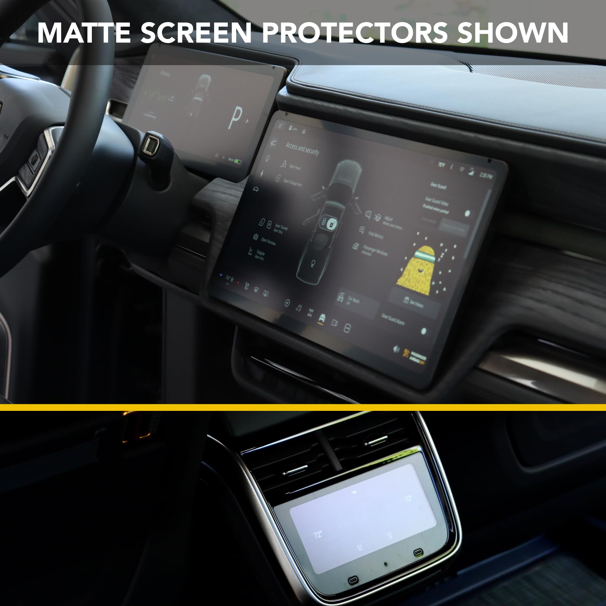 Screen Protectors for Rivian R1S & Rivian R1T, Set of 3 Matte Anti Fingerprint, 9H Tough GPS Navigation Touch Display Protection Cover, Accessories for Rivian R1 Gen1 & Gen2 2025 2024 2023 2022