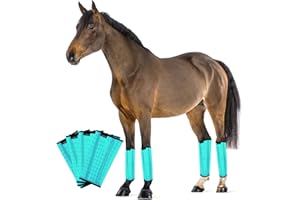 FOXLVDA Horse Fly Boots, Adjustable Fly Boots for Horses Set of 4, Comfortable Horse Leggings, Breathable Plastic Mesh Material, Horse Supplies for Reduces Stress & Leg Fatigue (Green)
