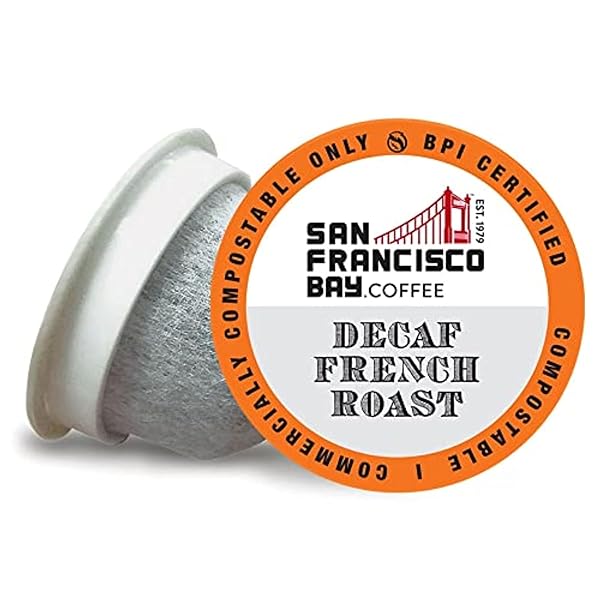 SAN FRANCISCO BAY COMPOSTABLE COFFEE PODS – DECAF FRENCH ROAST (36 CT) K CUP COMPATIBLE INCLUDING KEURIG 2.0, DARK ROAST, SWISS WATER PROCESSED