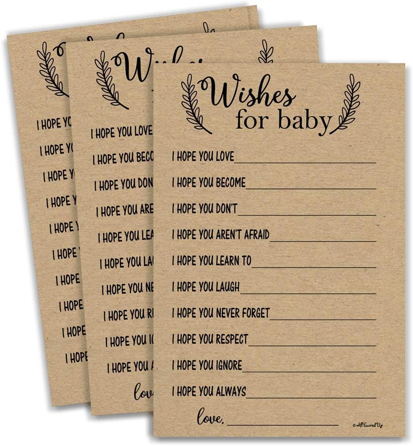 All Ewired Up 50 Kraft Rustic Wishes for Baby Cards - Baby Shower - Gender Neutral - Well Wishes for Boy or Girl