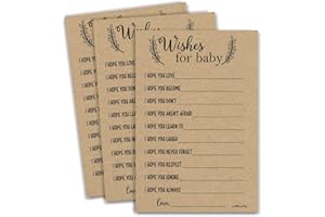 All Ewired Up 50 Kraft Rustic Wishes for Baby Cards - Baby Shower - Gender Neutral - Well Wishes for Boy or Girl