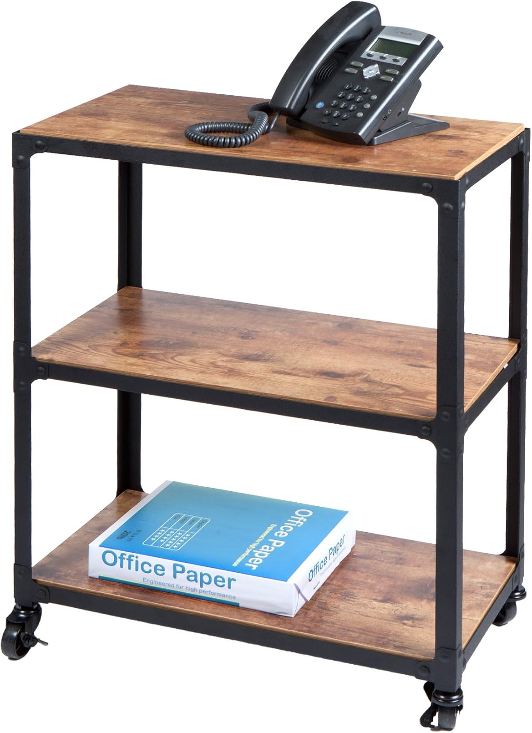 Mind Reader Charm 3 Tier Wood/Metal Untility Cart, Black/Brown: Home & Kitchen