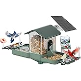 KUIKEO Dual-Lens Bird Feeder with Camera & Bird Bath Combo, Watch Birds Eat & Bathe with WiFi 2K HD Video, Auto Record, AI Recognition, APP Alerts, Solar Powered, for Backyard Garden Porch Fence Decor