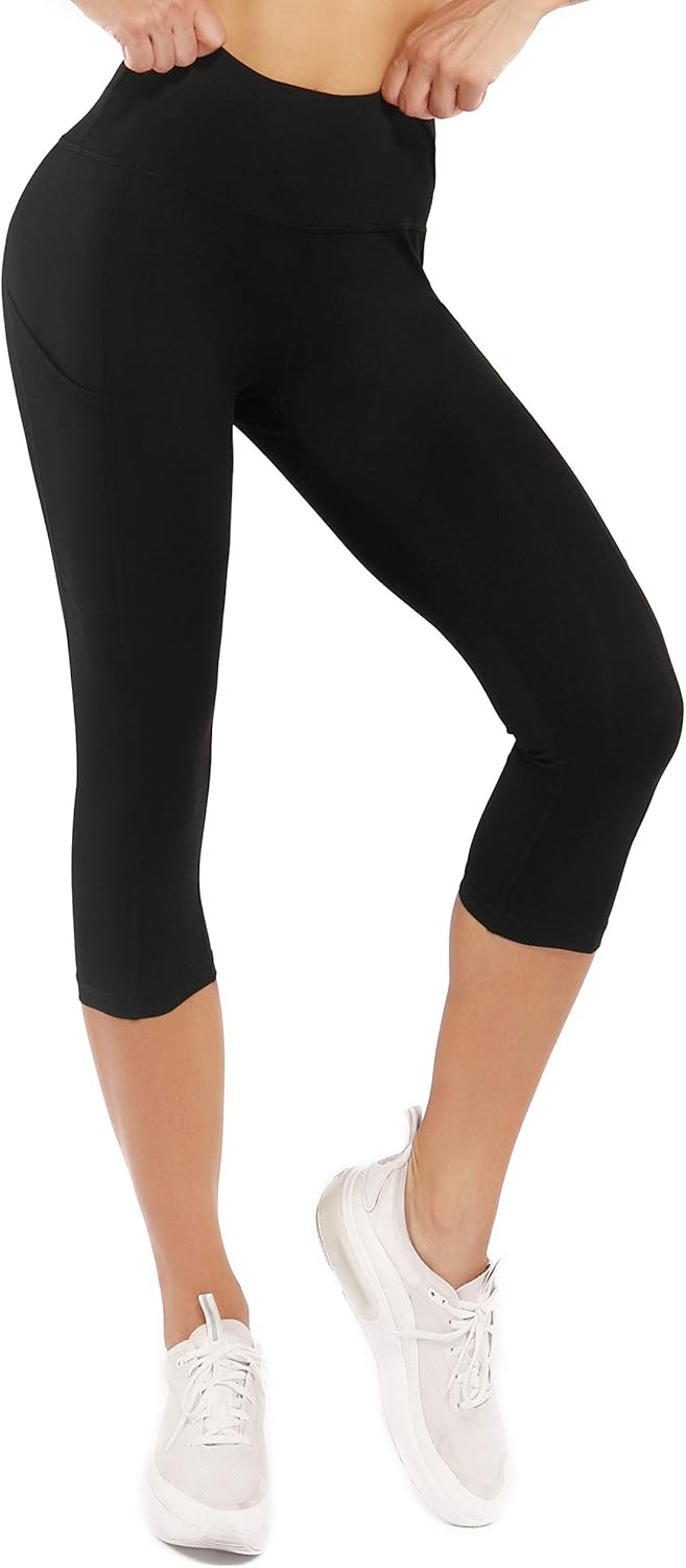 Sweetaluna Workout Leggings for Women with Pockets Capris,High Waist Training Yoga Pants Running Tights: Clothing