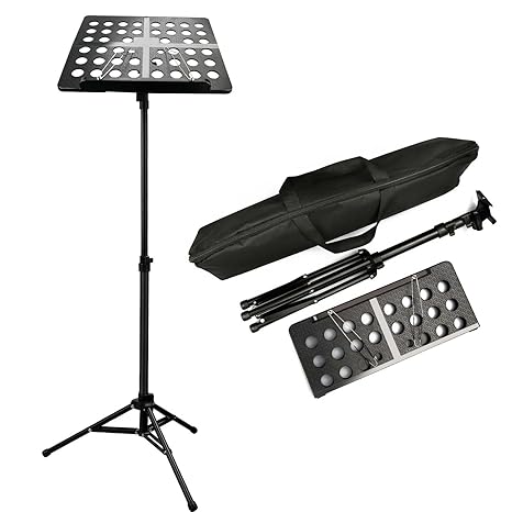 Afuaim Notenständer Klapp Höhenverstellbar Tragbar Kleine Orchester Notenständer mit Tragetasche-Schwarz