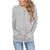 FEEKEKE Women's Long Sleeve Hoodies Tops Lightweight Hooded Sweatshirts Pullover Casual Tunic Shirts with Pocket
