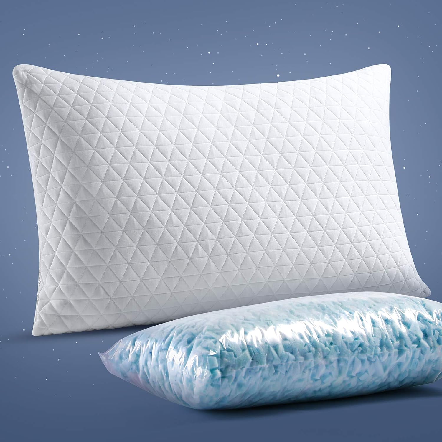 Starcast Shredded Memory Foam Pillow for Sleeping - Adjustable Bamboo Cooling Gel Pillows for Side Stomach Back Sleeper，-CertiPUR-US （20×26） Inches- Standard Size: Kitchen & Dining