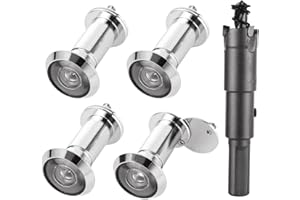 SENENQU 5 PCS Door Viewer Peephole 220 Degree Zinc Alloy with 16mm/0.63inch Drill Bit for 1-1/2" to 2-3/8" Doors (Brushed Nickel, 4X Peephole Set + Drill Bit)